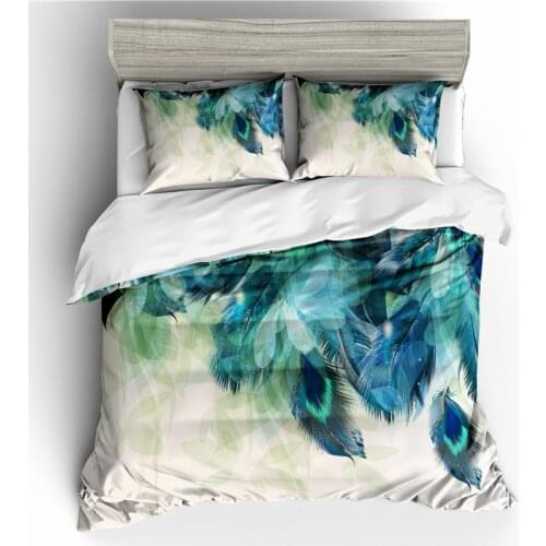 Bed linen 3D Peacock Feather Print Comforter Bedding sets Queen Bohemian Duvet Cover Set Bedroom Decoration