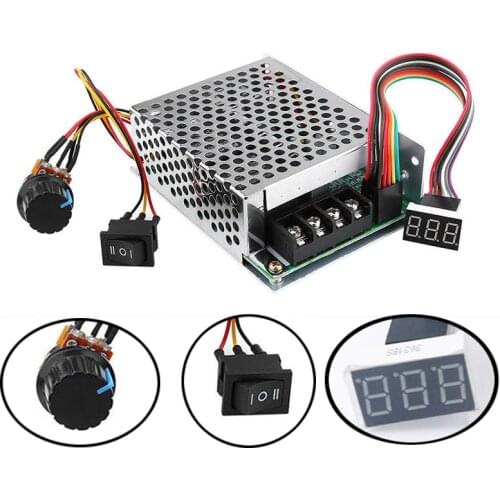 Regulating Current DC Motor Speed Controller DC 10-55V 12V 24V 36V 60A PWM Motor Speed Controller CW CCW Reversible Switch