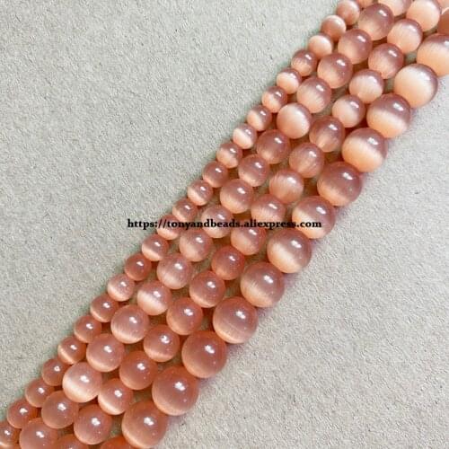 2lots more 10% off ! Natural Moon Stone Orange Cat Eye 15" Round Loose Beads 4 6 8 10 12mm Pick Size For Jewelry Making DIY
