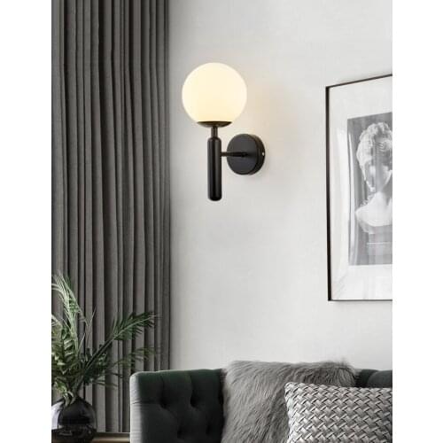 Globe Led Wall Light Fixtures Modern Glass Ball Stairs Wandlamp Up Down Bathroom Mirror light Gold Black Nordic Round Wall Lamp