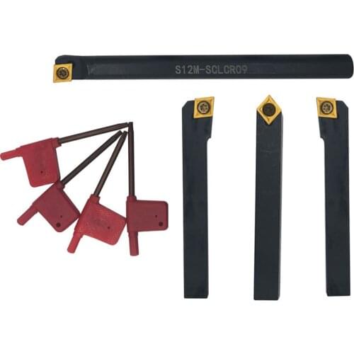 1/2“ SCLCL/R 1212H09 S12M-SCLCR09 Lathe Turning Holders Boring Bars with 4pcs CCMT32.51 Turning Inserts for Steel Stainless iron