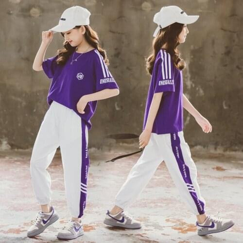 10 12 years Girls Short Sleeve Tops Long Pants Suits 2021 Summer Teen Girls Casual Outfit
