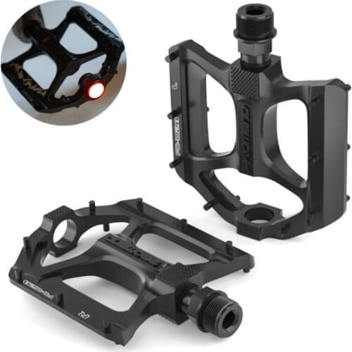 Bicycle MTB Pedals Cycling Ultralight Non-Slip Alloy Sealed Bearing Bicycle Flat Platform Pedals LED Warning Light Accessories