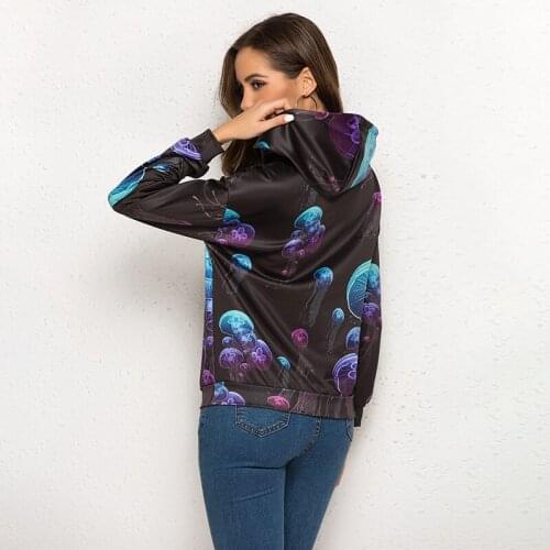 New 3D Jellyfish Print Hoodie Women Casual Long Sleeve Hooded Sweatshirts Female Jumper Tracksuits Pullovers Women Spring