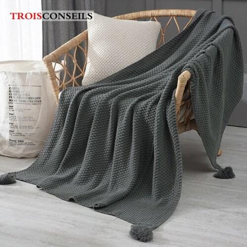 Thread Blanket With Tassel Solid Beige Grey Coffee Throw Blanket For Bed Sofa Home Textile Fashion Cape 130x170cmKnitted Blanket