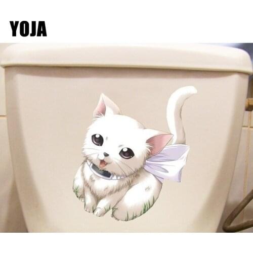 YOJA 19*20.7CM Lovely Cat Cartoon Wall Decals Decor Toilet Sticker Home Room Decoration T1-0197