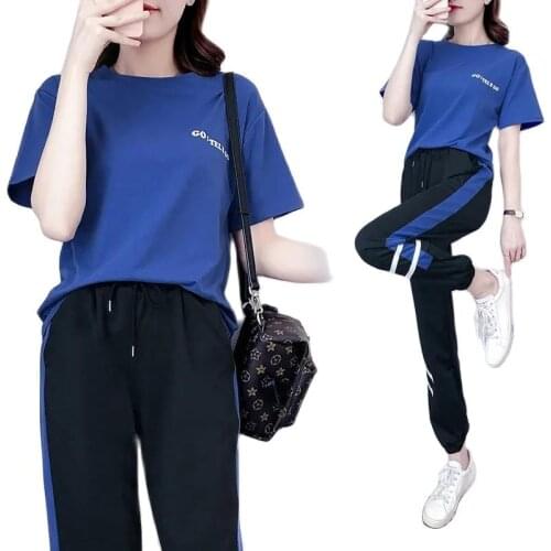 Sports Suit Female Tide Brand Fashion Summer Womens Dresses New Arrival 2021 Loose Casual Wear Two Piece Set Women