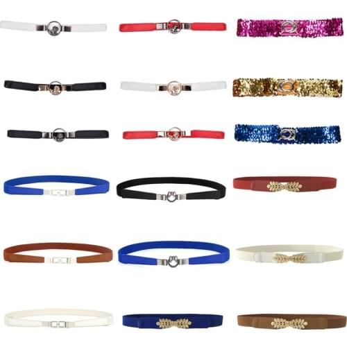 Women Lady Metallic Retro Flower Elastic Stretchy Dress Narrow Waist Belts Wedding Party Women Dress Strap Waistbands