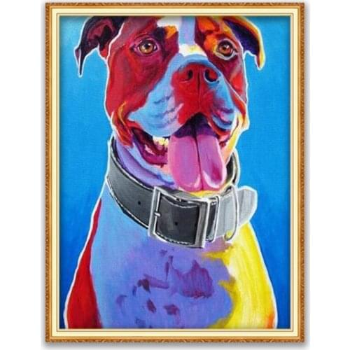 Animal Dog Terrier DIY Embroidery Cross Stitch 11CT Kits Craft Needlework Set Printed Canvas Cotton Thread Home Decoration Room