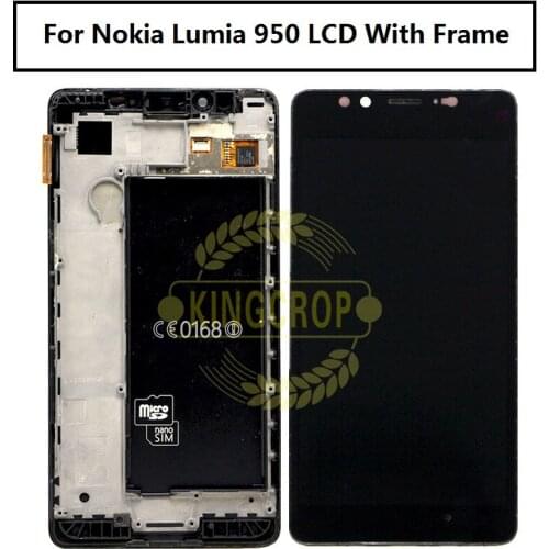 Tested For 5.2" Microsoft Nokia Lumia 950 LCD Display Touch Screen Digitizer Assembly Replacement With Frame For Nokia 950 LCD
