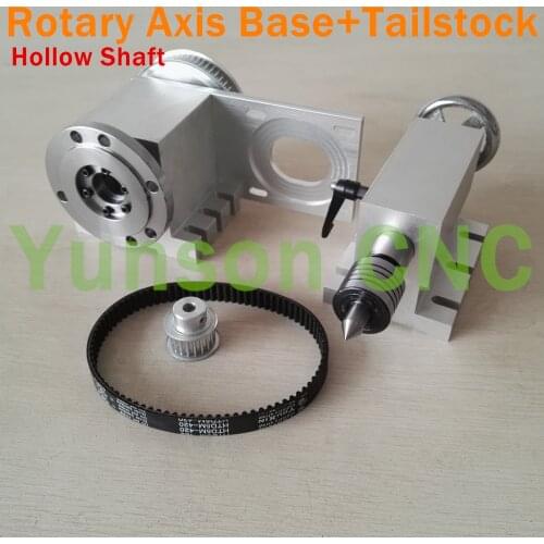 1pcs CNC 4th Axis Hollow Shaft 100mm diameter Connected Plate Rotary Axis Base+1pcs Morse 2 Liver Center Tailstock
