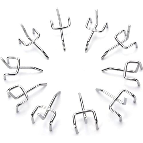 10 Pcs Grid Wall Mesh Display Hooks Storage Racks Retail Shop Peg Goods Shelf Metal Panel Hang Fits Perforated Workshop Hook Arm