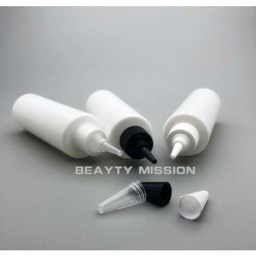 150ml/5oz 36pcs empty plastic E liquid bottle white pet bottle with black/white/transparent Twist Top Caps pointed mouth top lid