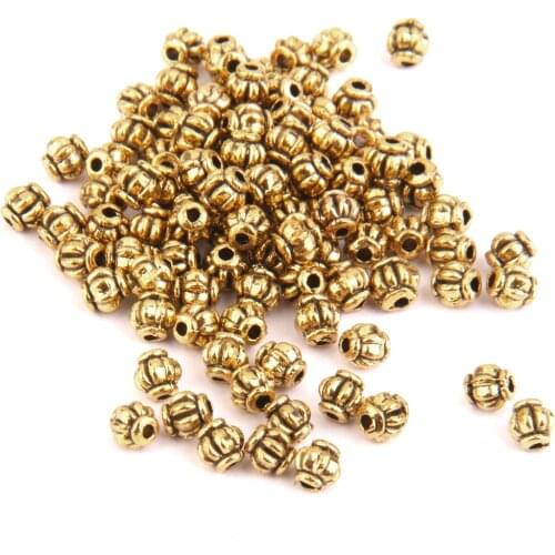 200 Pieces Wholesale Gold Alloy Pumpkin Loose Spacer Beads 4mm DIY Jewelry Making Findings Crafts