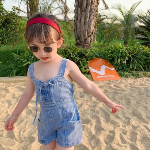 2021 summer clothing Boy girl baby children kids Denim shorts with straps Good quality comfortable clothes