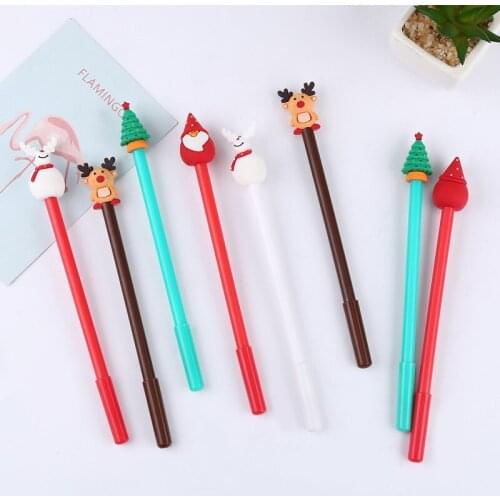40 Pcs Korean Stationery Christmas Snowman Lovely Neutral Pen Creative Needle Black Signature Pen 0.5mm