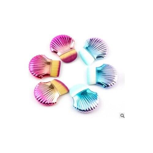 50pcs/lot Multi Small Seashells Foundation Brush Flat/Round/Oblique Brush Traceless Make-up Appliances Cosmetic Tools HA514