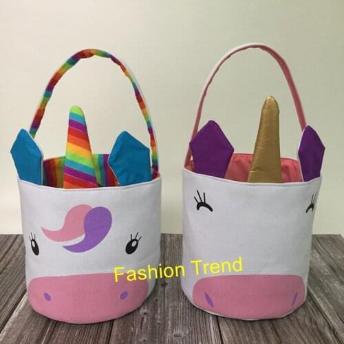50pcs/lot Wholesale easter tote bags monogrammed new arrival unicorn easter bunny bucket hot sell fashion easter baskets