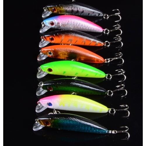 8pcs 7cm 8.1g Hard Minnow Baits Lures 3D Eyes Fishing Wobblers 6# Hooks Crankbaits Crap Tackle pesca
