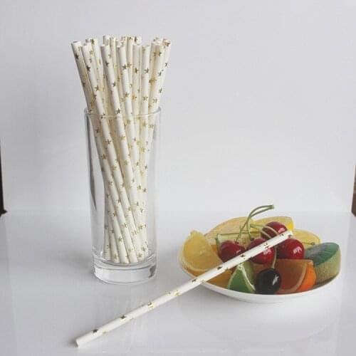 Drinking Paper Straws Gold/Silver Stars Party Supplies Wedding Decoration Kids Birthday Baby Shower Christmas Supplies Halloween