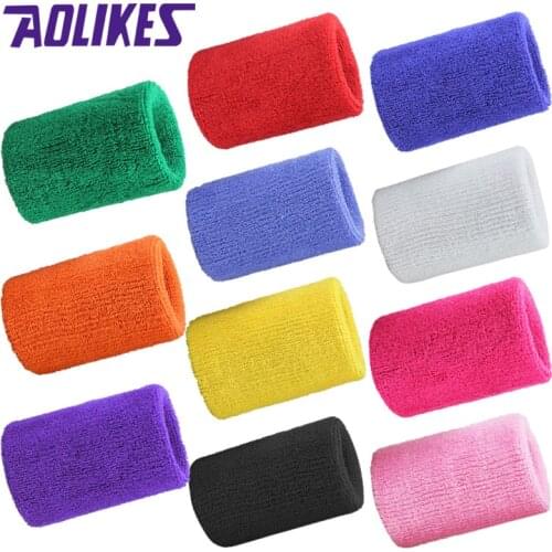 Aolikes 1PCS Fitness Wristbands Sport Sweatband Hand Sweat Wrist Support Brace Wraps Professional Tennis Badminton Basketball