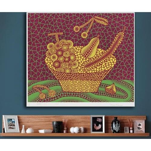 Free Shipping Wall Art Kusama Yayoi FRUIT BASKET Painting For Living Room Home Decoration Oil Painting On Canvas Wall Painting