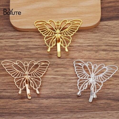 BoYuTe (10 Pieces/Lot) 52*37MM Alloy Hollow Butterfly Hair Buckle Hair Clasp Clips Handmade Diy Jewelry Accessories