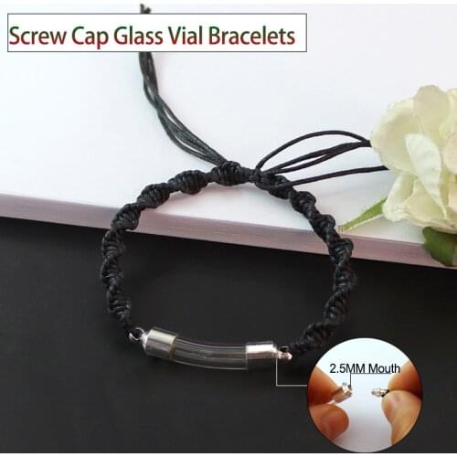 1PC Glass Vial Tube With Screw Caps Bracelet Premade Bracelet Write On Rice Jewelry Charm Bracelet For Friend Gift