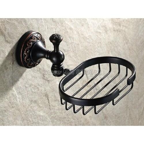 Black Oil Rubbed Bronze Wall Mounted Bathroom Soap Dish Storage Basket