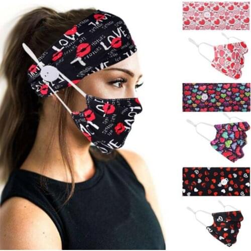 CANZE 2Pcs/set Button Head Band Mask Soft Yoga Sports Elastic Turban Hair Accessories Fashion Hair Band with Mask