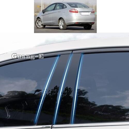 For Ford Fiesta 2009 2010 2011 2012-2014 Car PC Material Pillar Post Cover Door Trim Window Piano Black Molding Sticker Plate