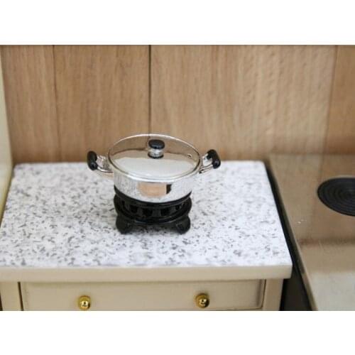 G10-X083 children baby gift Toy 1:12 Dollhouse mini Furniture Miniature rement accessories Small stove with soup pot 2pcs/set