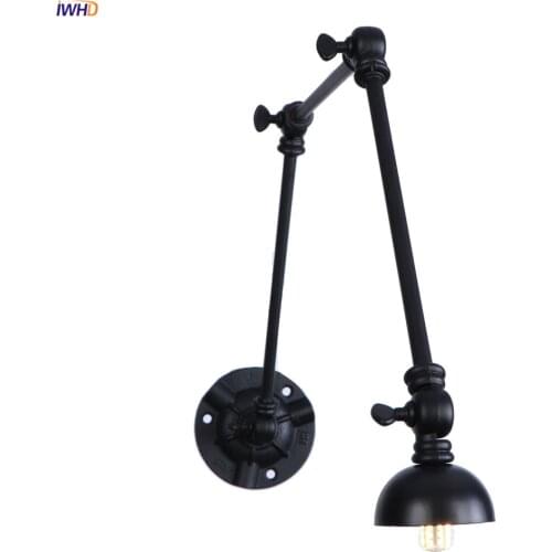 IWHD 3 Arms Black Vintage Wall Lamp Bedroom Stair Beside Loft Decor Industrial Wall Light LED Wandlamp Applique Murale Luminaira