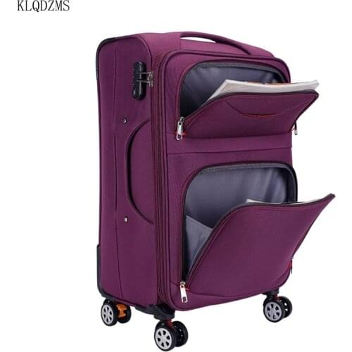 KLQDZMS 20’’22’’24’’26’’28Inch Oxford Spinner Rolling Luggage Multifunctional Retro Travel Waterproof Suitcase On Wheels