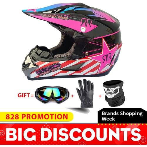 Motorcycle Full Face Helmet Casco Moto Motocross Helmet Off Road Helmet ATV Dirt Bike Downhill MTB DH Capacete Moto Glasses