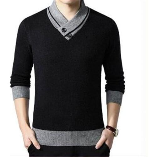 Sweater Men Pullover Coat 2019 New Man Winter Fashion V-Neck Solid Sweaters Casual Warm Knitting Jumper Sweater Male Pull Homme