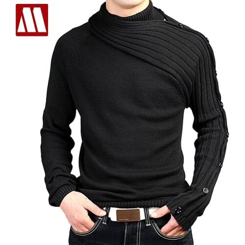 Mens Personality Asymmetric Sleeve Fashion Sweater Knitwear Male Sweaters For 2020 Bussiness Man Inside Coats Spring D344
