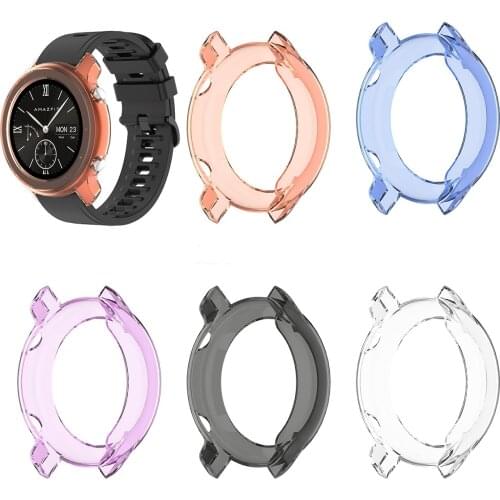 TPU Soft Case Shell Full Edge Frame Glass Screen Protector For Amazfit GTR 42mm/47mm Sport Smart Watch Protective Bumper Cover