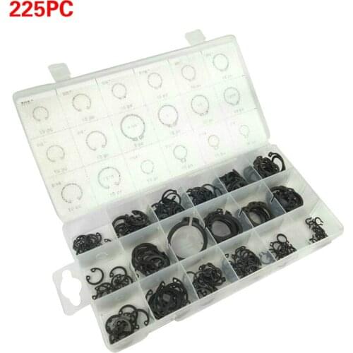 225PCS Circlip Set External/Internal Retaining E-type Cir clip Lock Snap Retaining Ring Assortment Set holes Shaft Collar Washer