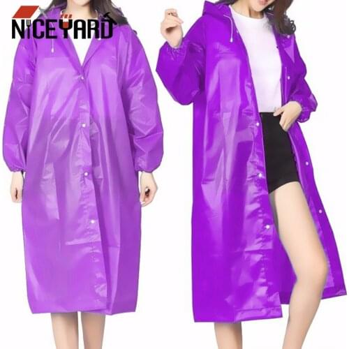 NICEYARD Women men Transparent Raincoat Outdoor Travel Waterproof Camping Rain Cover Hooded Ponchos EVA Elastic Cuffs 5 Colors