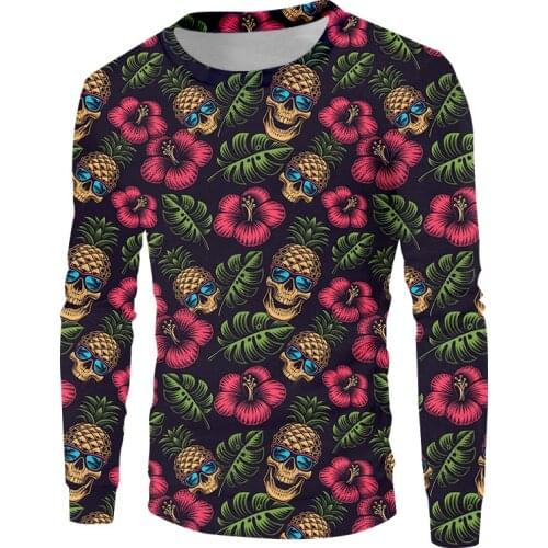 New Sweatshirt Skull Pineapple Leaf 3d Print Novelty Casual Suitable Streetwear Fall Winter Gothic Sweatshirt Plus Size 6XL OGKB