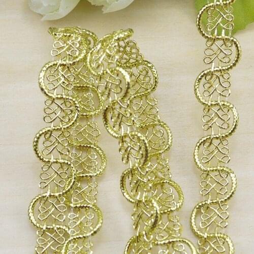 Wholesale! 1.5Cm 10m/lot gold silver diy decoration polyester lace trim ribbons, fashion S-shape lace trimming W021