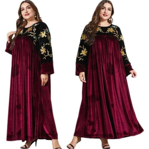 Ramadan Muslim Women Velvet Long Dress Arab Abaya Islamic Clothing Dubai Maxi Robe Gown Turkish Kaftan Plus Size Loose Dubai New