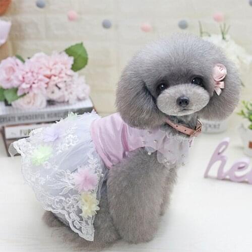 Hot Sale Pet Clothes Dog Dress Tutu Flowers Lace Design Pet Puppy Skirt Spring/Summer Clothes Apparel sizes XS-XL Wholeslae