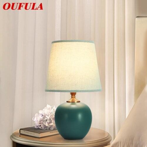 OUFULA Touch Dimmer Table Lamp Contemporary Ceramic Desk Light Decorative for Home Bedroom