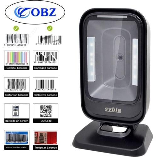 1D 2D Codes Omnidirectional Desktop Barcode Scanner Syble New Design Bar Code Reader XB-8208 for Alipay Payment