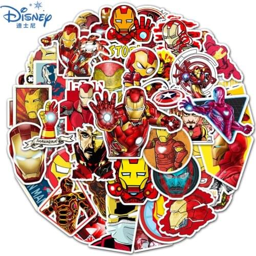 10/52Pcs Cool Marvel Iron Man Stickers Cartoon Movie The Avengers Waterproof kids Stikers Guitar Skateboard Laptop sticker Toys