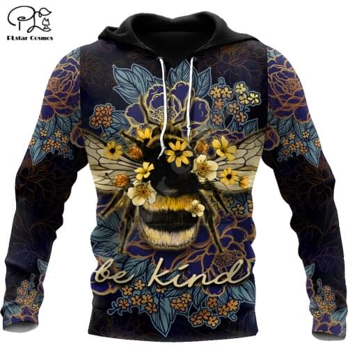 PLstar Cosmos Honey Bees 3D Printed Hoodies Casual Men/Women Zipper Hooded Beautiful Animal Unisex Brand Streetwear Apparel B24
