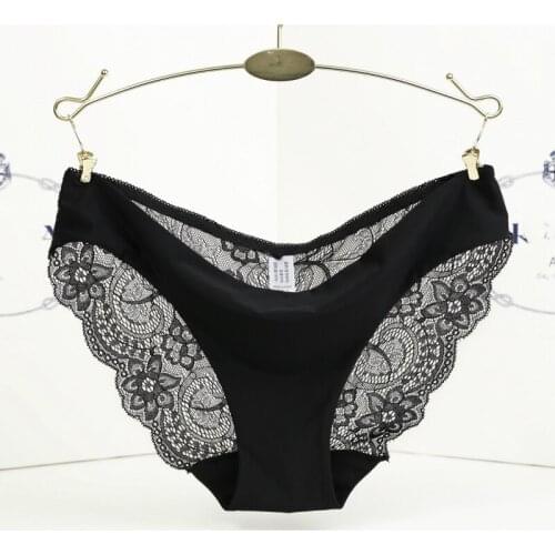Yasemeen Trasparent Sexy Lace Panties Breathable Lace Briefs for Women Floral Printing Briefs Cotton Sexy Underwear Women Briefs