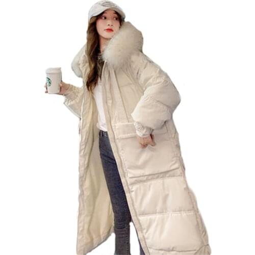 2020 New Winter Coat Women Fashion Slim Light Thin Down Cotton Jackets Beige Plus Size Long Sleeve Hooded Parkas Feminina JD946